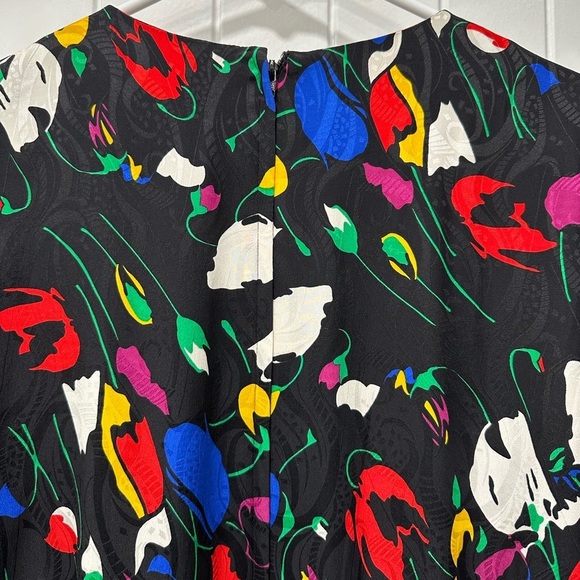 St. Gillian Vintage 100% Silk Long Sleeve Ruffled Dress - Picture 5 of 8